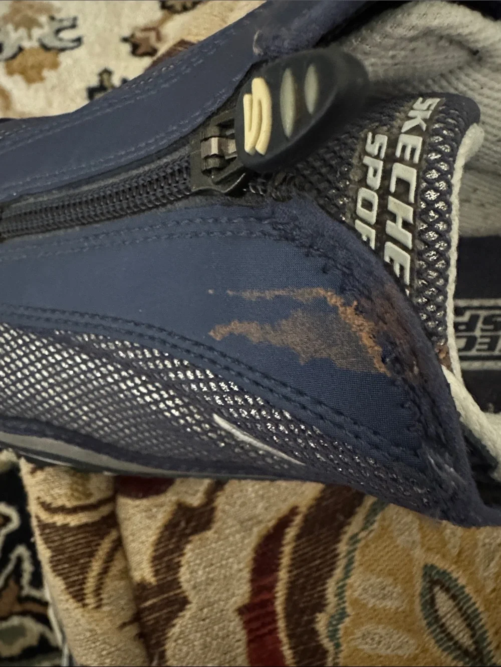 Skechers Navy and Gray Zip-Front Athletic Sneakers